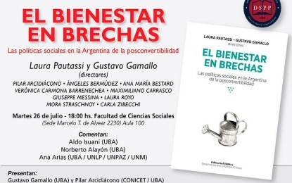 Presentación del libro «El bienestar en brechas» el martes 26 de julio a las 18:00 hs en Sociales UBA (sede Marcelo T. de Alvear 2230)