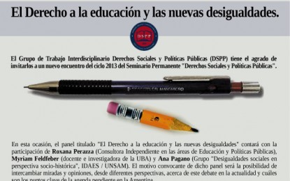 Seminario DESC: «El Derecho a la educación y las nuevas desigualdades», lunes 21 de octubre a las 17:45 hs