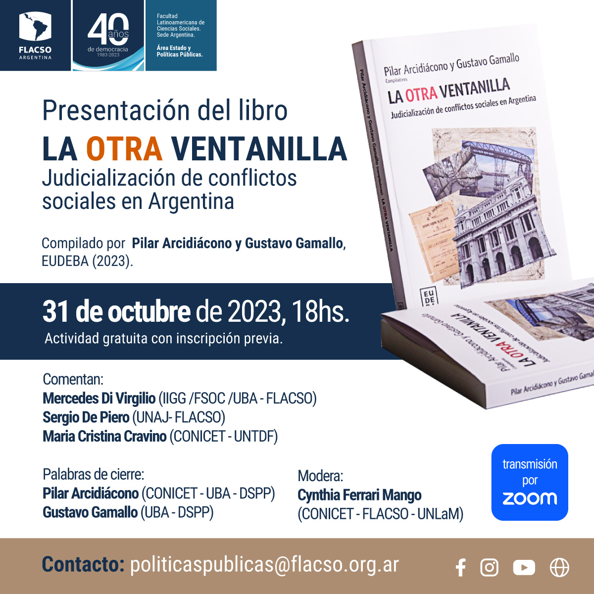 Presentación del libro «La otra ventanilla…», 31 de octubre 18hs. por Zoom