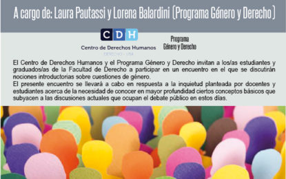 Encuentro «El enfoque de género, conceptos, usos y perspectivas», jueves 8/11, 18 hs. Sala de Audiencias Facultad de Derechos UBA