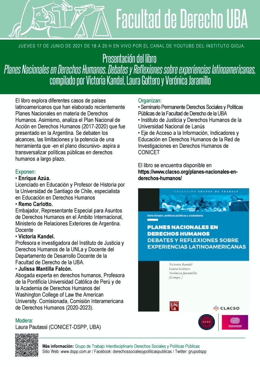 Presentación del libro: Planes Nacionales en Derechos Humanos: debates y reflexiones sobre experiencias latinoamericanas