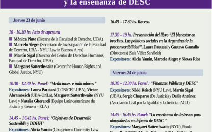 III Conferencia Anual Faculta de Derecho UBA y NYU School of Law. Nuevos Métodos para la implementación, el monitoreo y la enseñanza DESC