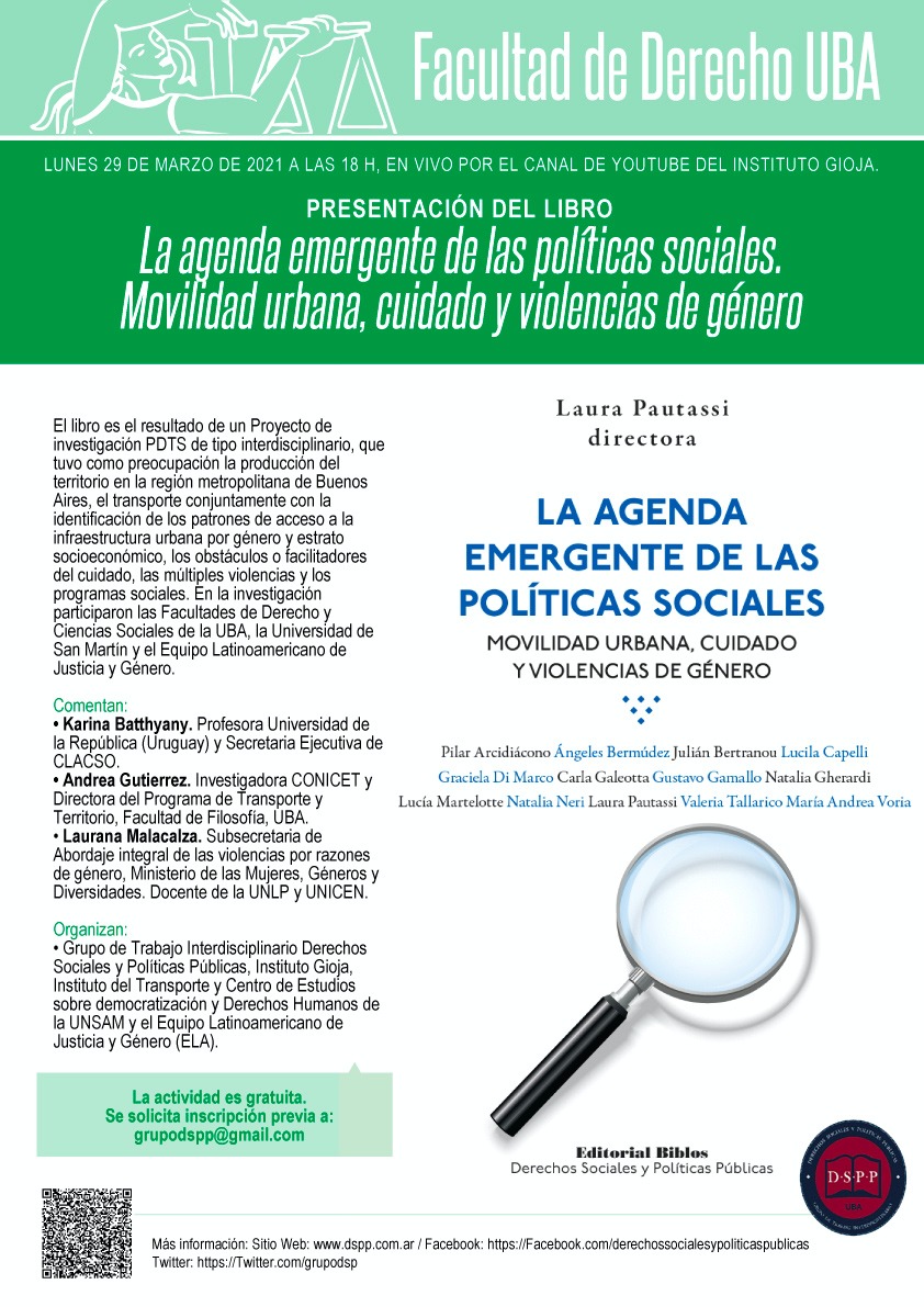 Presentación del libro «La agenda emergente de las políticas sociales. Movilidad urbana, cuidado y violencias de género»