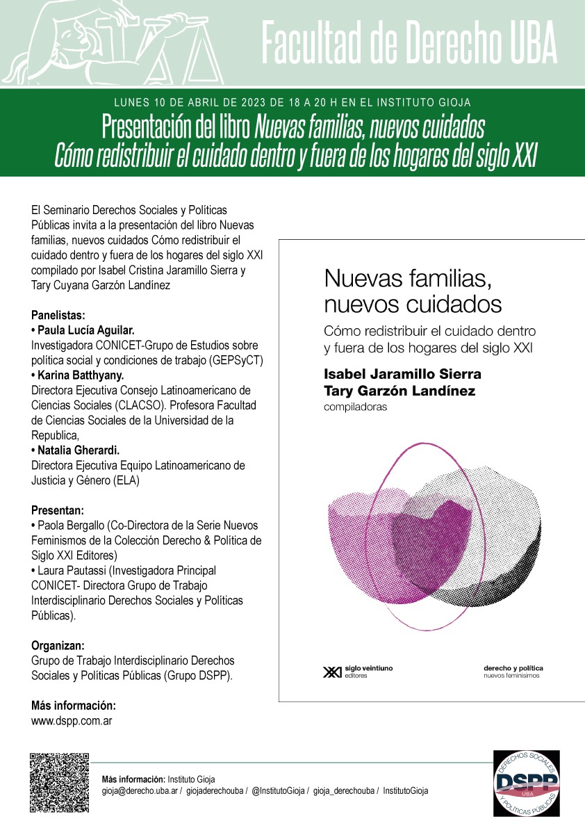 Primer Seminario DSPP de 2023: presentación del libro «Nuevas familias, nuevos cuidados. Cómo redistribuir el cuidado dentro y fuera de los hogares del siglo XXI»