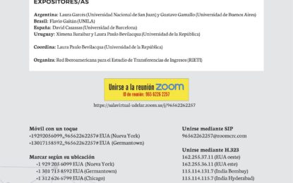 Seminario Virtual RIETI «Transferencias de ingresos frente a la pandemia COVID-19. Respuestas estatales y horizontes de transformación. Los casos de Argentina, Brasil, Uruguay y España»