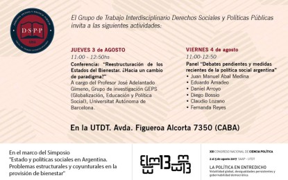 Actividades en el marco del Congreso de Ciencia Política SAAP- 3 y 4 de agosto